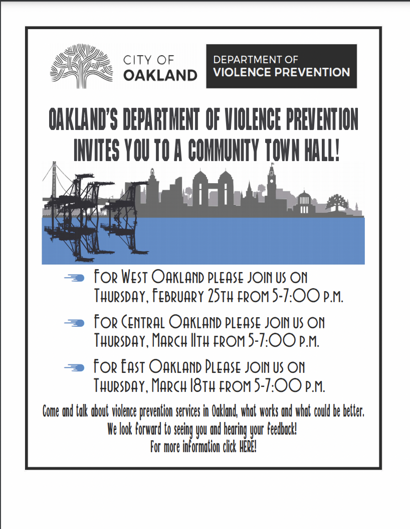 Oakland DVP Town Hall Flyer